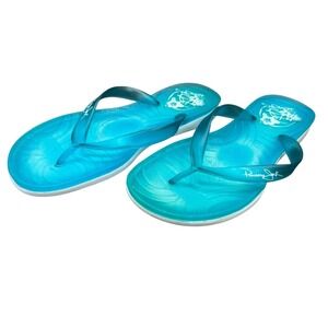 Panama Jack Teal Aqua Turquoise Women's Flip Flops Gel Jelly‎ Size 7 Beach Comfy